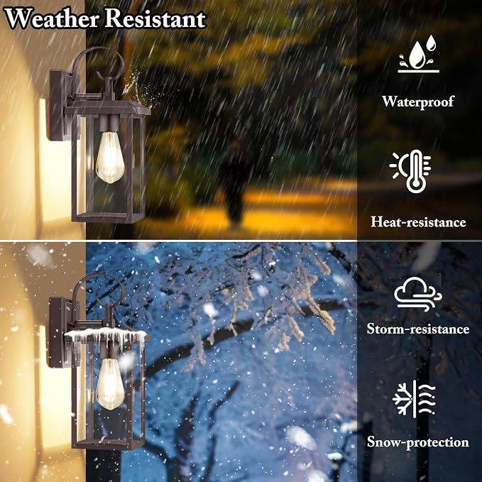 BesLowe 2-Pack Outdoor Wall Light Fixtures, Waterproof Porch Lights Outdoor - Image 2