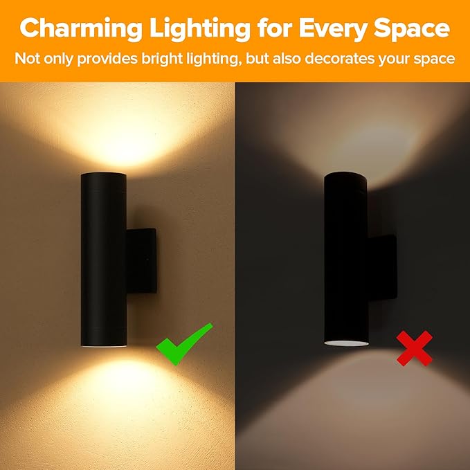LUTEC Outdoor Wall Light Fixtures, Integrated LED Cylinder Up-Down Sconce - Image 3