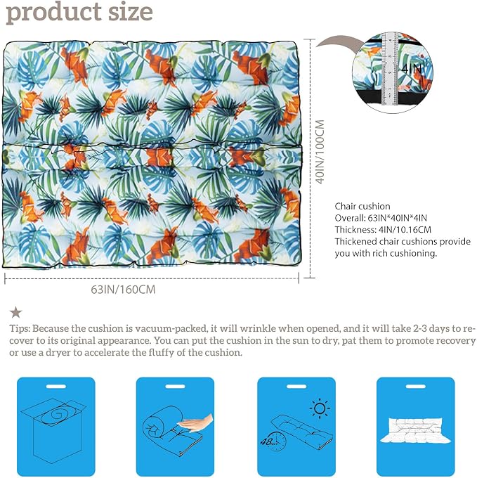 Outside Benches Cushion with Backrest, Thicken Waterproof Swing Cushions 2/3 - Image 3