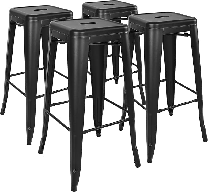 Elevon 30 Inches Metal Bar Stools, High Backless Stools, Indoor Outdoor by ELEVON