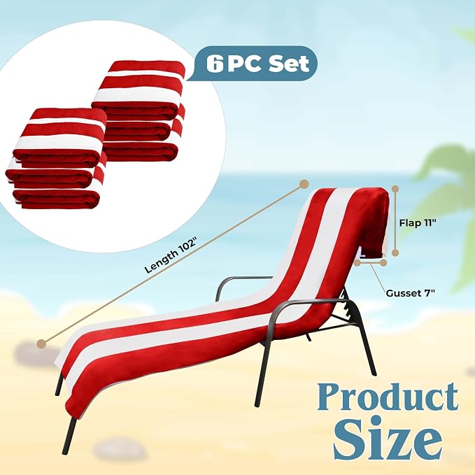 Superior Cabana Cotton Lounge Chair Cover, Outdoor Towel/Chaise Furniture Covers - Image 5