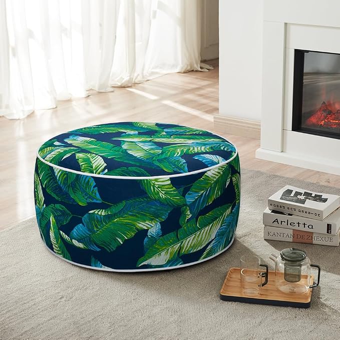 Magpie Fabrics Inflatable Stool Ottoman Pouf D20 xH9, Outdoor Round Footrest - Image 2