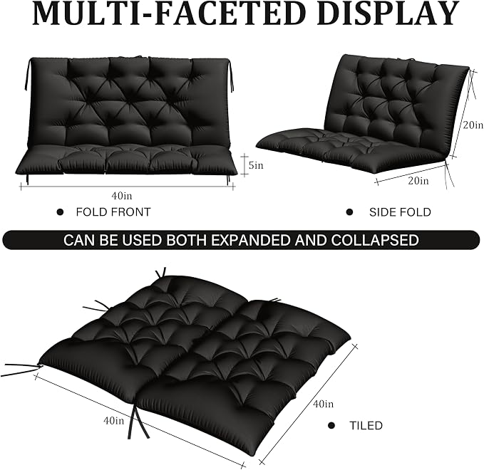 Porch Swing Cushion with Backrest, Waterproof Bench Cushion - Image 2