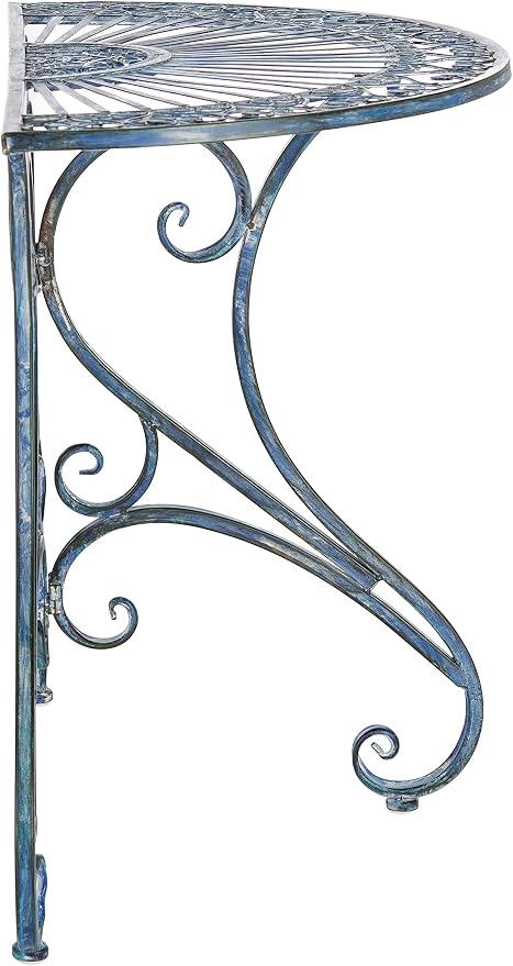 Safavieh Outdoor Collection Annalise Victorian Antique Blue Accent Table - Image 3
