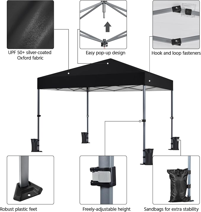 Yaheetech 10x10 1-Person Setup Pop Up Canopy Tent, Instant Portable Commercial - Image 4