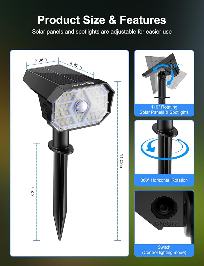 Brightown 4 Pack Solar Motion Lights Outdoor Waterproof, Motion Sensor Spot - Image 8