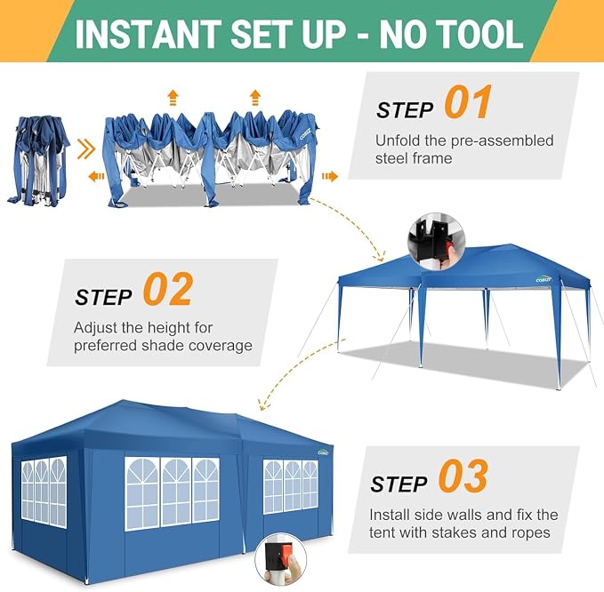 COBIZI Canopy 10x20 Pop Up Canopy - Image 6