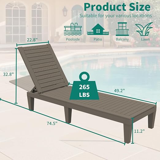 YITAHOME Patio Lounge Chair Set of 4, Outdoor Chaise Lounge - Image 2