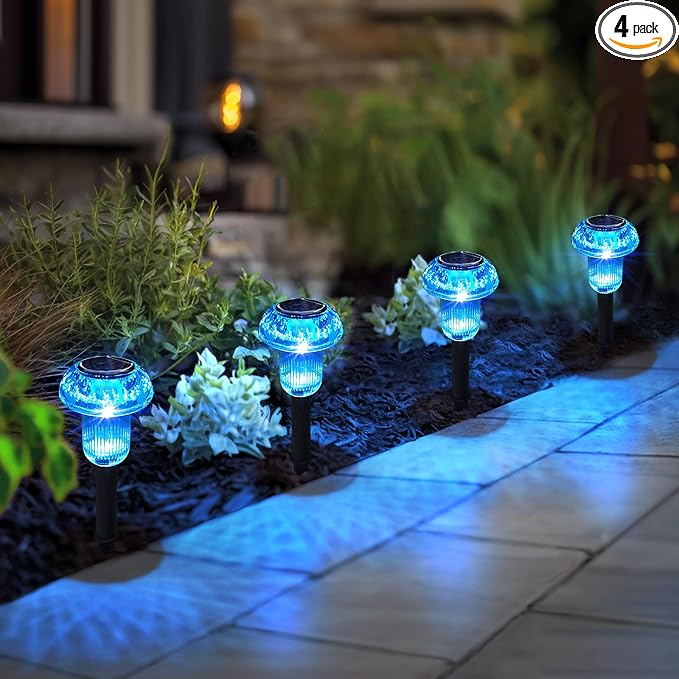 Easter Solar Pathway Lights Outdoor Decorative 4 Pack, Valentines Day Halloween by COZYPAVILION