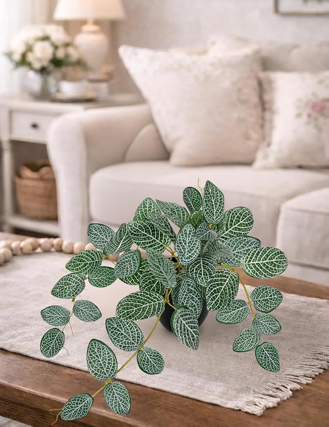 17.7" Artificial Plants Indoor Home Decor, Fake Potted Silk Plants - Image 5