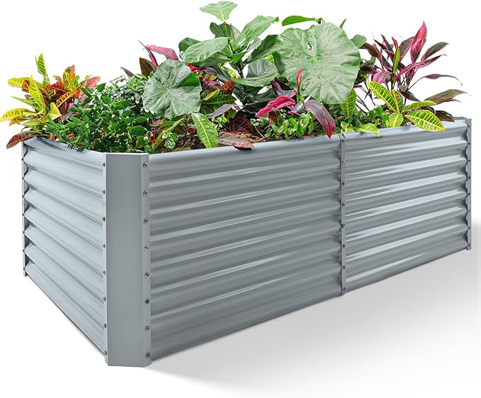 Land Guard 8×4×2ft Galvanized Raised Garden Bed, Planter Boxes Outdoor by LandGuard