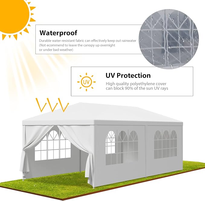 Smartxchoices 10' x 20' Outdoor White Waterproof Gazebo Canopy Tent - Image 4