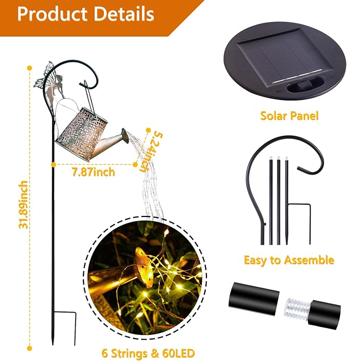 Solar Watering Can Light, Solar Outdoor Decorative, Garden Decor Lights - Image 3