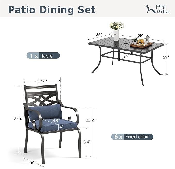 PHI VILLA 7 Pieces Outdoor Dining Set - Image 9