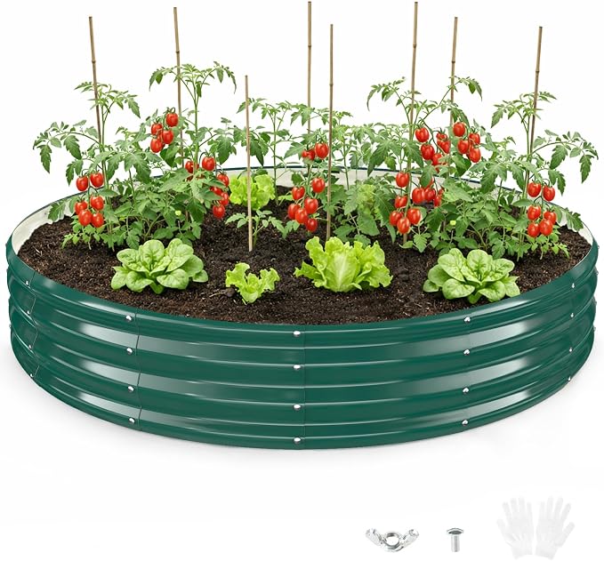 Round Galvanized Raised Garden Bed, Heavy Duty Metal Planter Box by Unknown