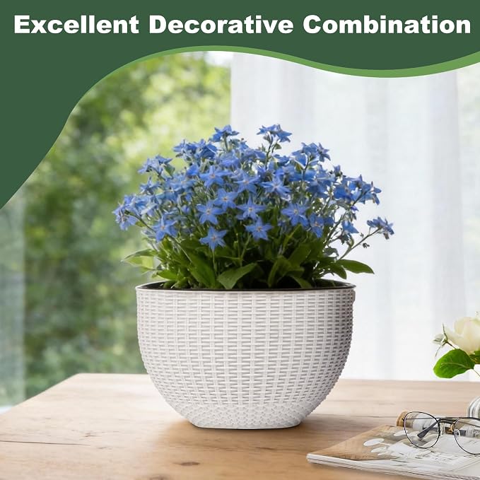 4 Sets of 8.2 Inch Self Watering Hanging Planter Flower Pots, Suitable - Image 7