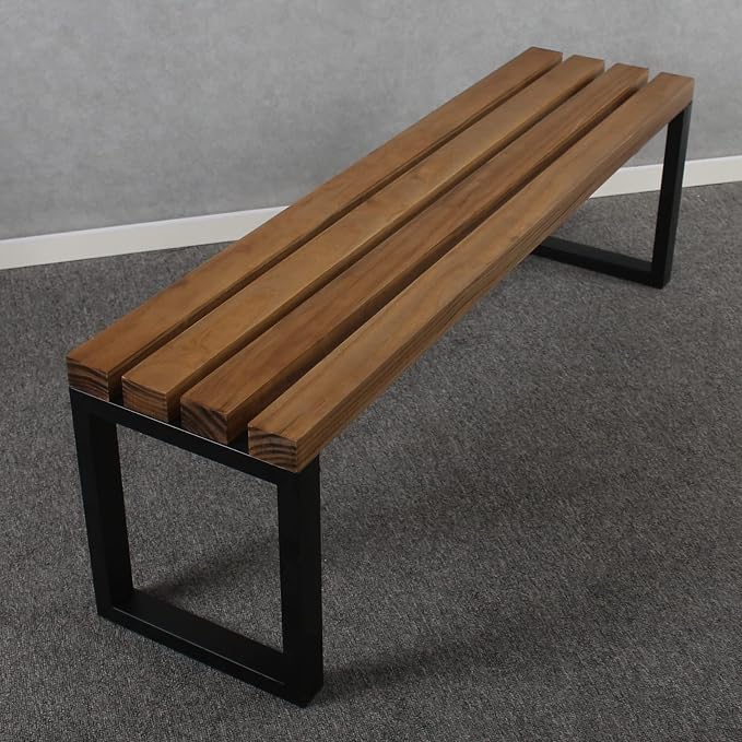 MBQQ Outdoor Soild Wood Bench, 55 inch Patio Picnic Bench, Oil Finished - Image 4