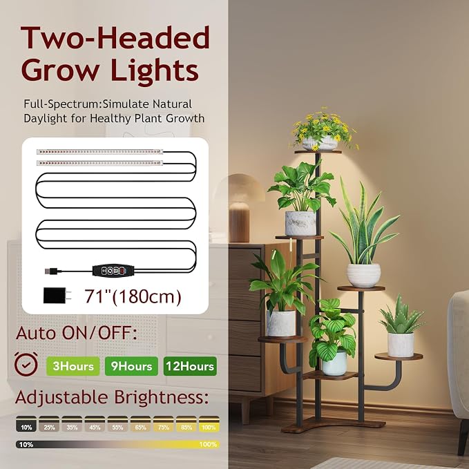 Corner Plant Stand with Grow Light - Image 6