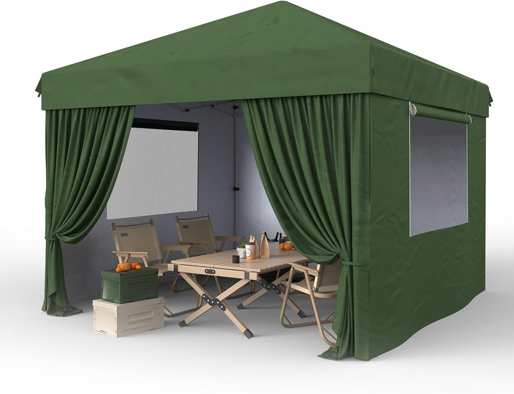 10x10 Pop Up Canopy Tent with 4 Removable Sidewalls Outdoor Canopy One-Person by Hipicute