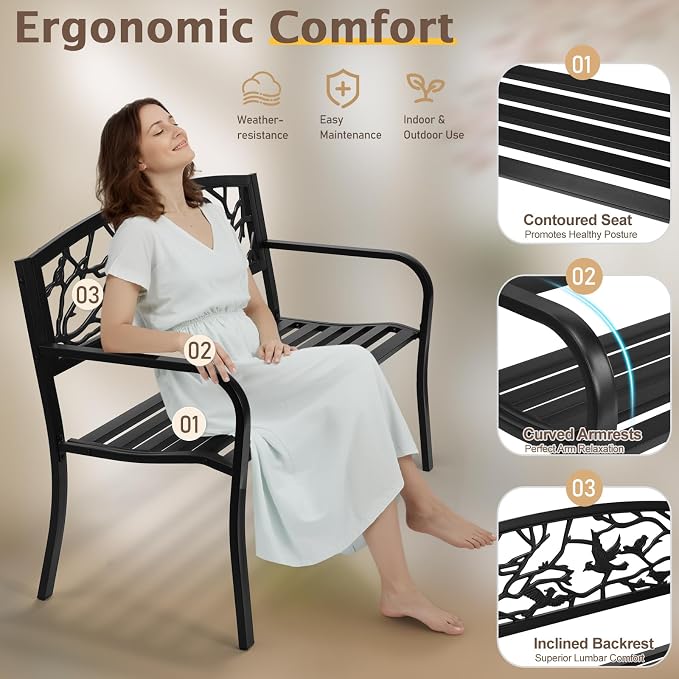 Outvita Outdoor Bench, Patio Bench - Image 6