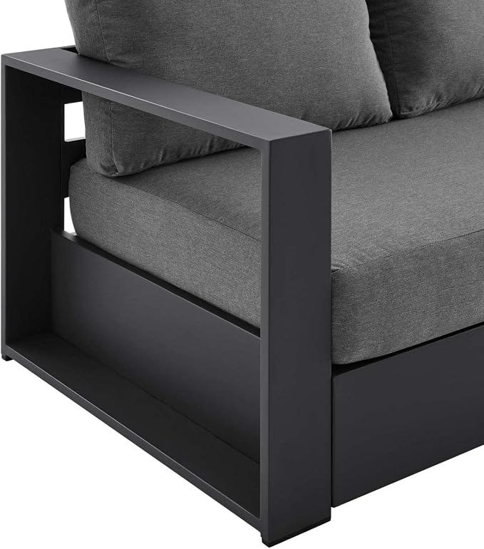 Modway Tahoe Aluminum Outdoor Patio Sofa in Gray Charcoal - Image 7