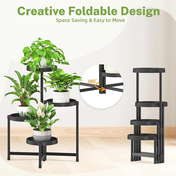 iDavosic.ly 4 Tier Folding Plant Stand Indoor Outdoor - Image 3