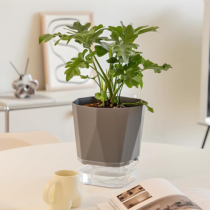 3 Pack Self Watering Flower Pots 6.5 Inch, Plant Pots - Image 7