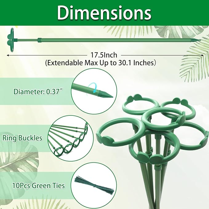Extendable Plant Stakes, Length Scalable from 17.5IN to 30.1IN Plant Support - Image 2