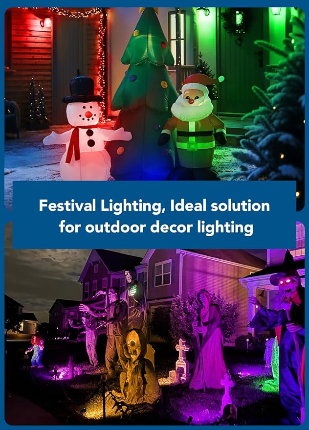 PYDS Christmas Spotlights Outdoor, 12W RGBW Halloween Spot Lights - Image 2
