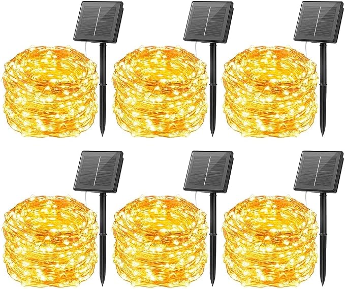 Minetom Solar String Lights for Outside, 6 Packs Total 198Ft 600 LED Outdoor by Minetom
