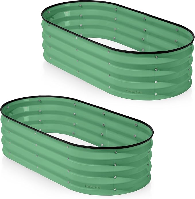 Plant & Plot Galvanized Raised Garden Beds Outdoor // 4×2×1 ft Planter Raised by PlantPlot