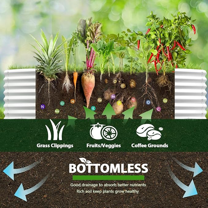 A ANLEOLIFE 4-Pack 6X3X2ft & 8X4X2ft Deep Root Galvanized Raised Garden Beds - Image 7