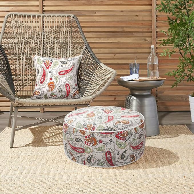 Magpie Fabrics Indoor/Outdoor Inflatable Stool Ottoman Pouf, Water Repellent - Image 2