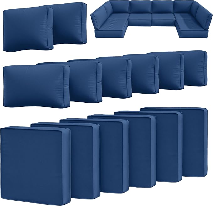 14 Pcs Outdoor Cushion Slipcovers Patio Cushion Covers Replacement Waterproof by Snubbull