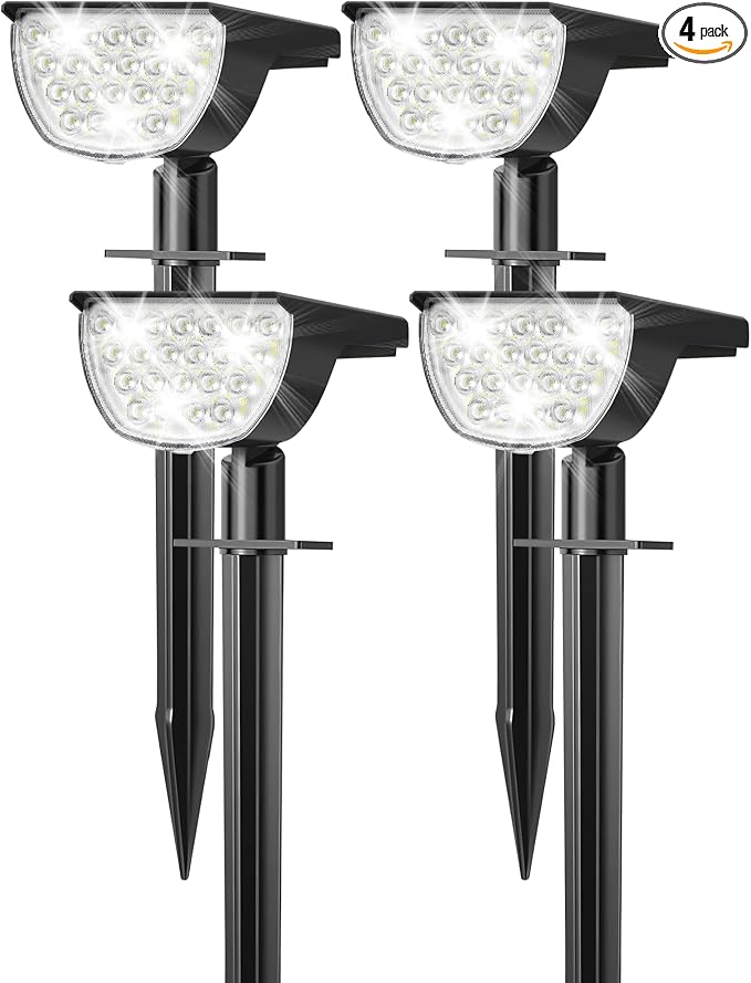 Solar Lights Outdoor Waterproof IP65, Solar Powered 76 LED 3 Lighting Modes by GKGG