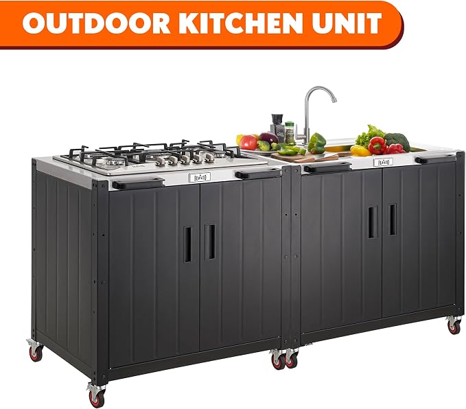 Gas Grill, Movable Outdoor Gas Stove Stainless Steel Top - Image 7