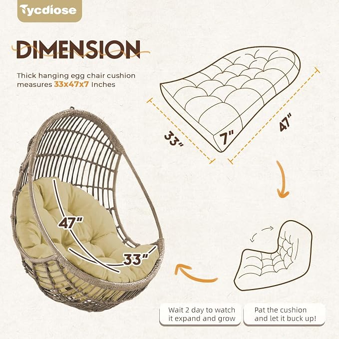 Egg Chair Cushion Replacement, Waterproof Outdoor Hanging Egg Swing Chair - Image 3