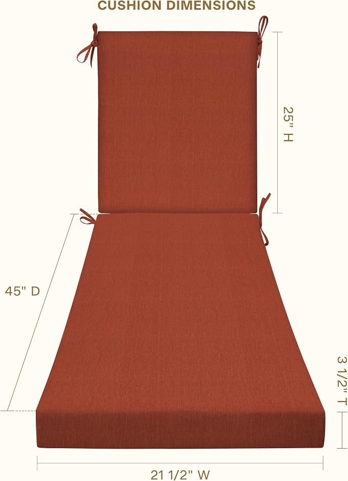 Honeycomb Outdoor Heritage Chaise 21.5 x 70, Textured Solid Terracotta Chaise - Image 4