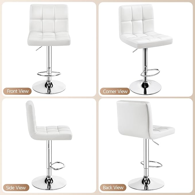 Yaheetech Bar Stools Set of 3, Adjustable PU Leather Swivel Barstools, Modern - Image 7