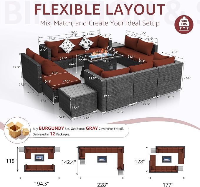 NICESOUL 15 Piece Outdoor Sectional - Image 6