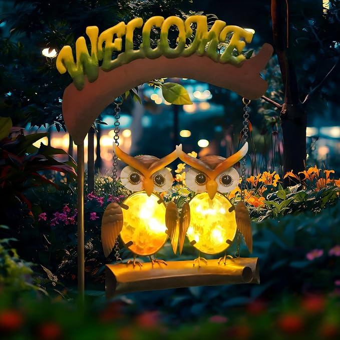 HONGLAND Solar Lights Outdoor Decor, Owl Swing Garden Decor, Owl Gifts - Image 7