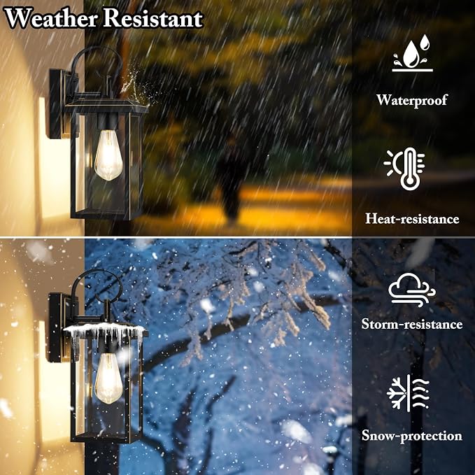 BesLowe 2-Pack Outdoor Wall Light Fixtures, Waterproof Porch Lights Outdoor - Image 2