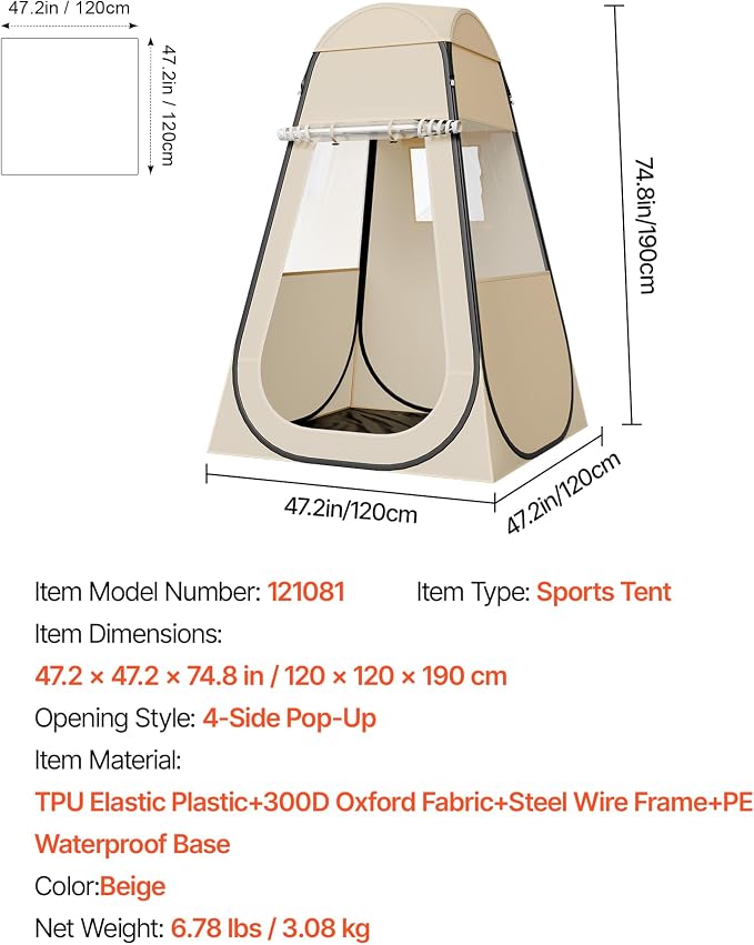 VEVOR Pop up Sports Tent, 8 Sizes Optional Clear Bubble Tent - Image 7