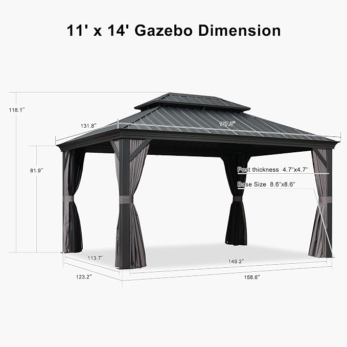 PURPLE LEAF 11' X 14' Hardtop Gazebo - Image 8