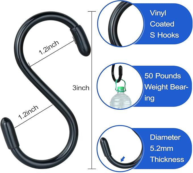 3 Inch Vinyl Coated S Hook, S Hooks - Image 2