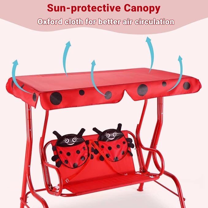 Costzon Kids Porch Swing, All-Weather Patio Swing Bench Hammock w/Adjustable - Image 5