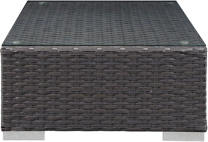 Modway Sojourn Wicker Rattan Outdoor Patio Sunbrella Fabric Ottoman in Canvas - Image 6