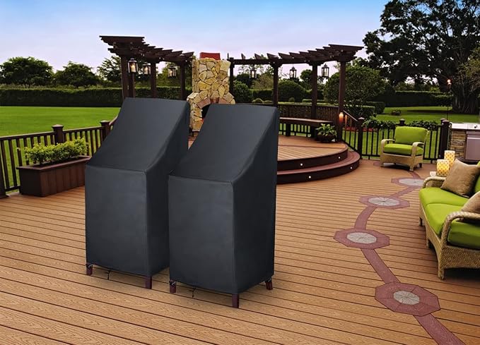 High Back Patio Chair Cover, Stackable Outdoor Chair Covers, Durable 600D - Image 7