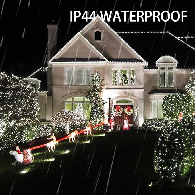 Dazzle Bright 2 Pack Total 400LED 132FT White Christmas Solar String Outdoor - Image 3