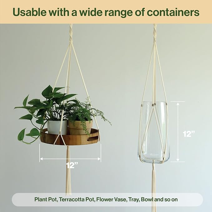 Macrame Plant Hanger Polyester Rope 42 Inch Outdoor Indoor Adjustable Hanging - Image 9